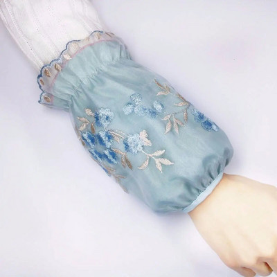 Ръкави с дантелена бродерия Двуслойни ръкави против замърсяване Дамски флорални модни инструменти за почистване на готвене Къси ръкави