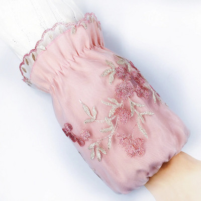 Ръкави с дантелена бродерия Двуслойни ръкави против замърсяване Дамски флорални модни инструменти за почистване на готвене Къси ръкави