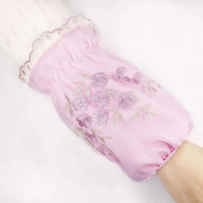 Ръкави с дантелена бродерия Двуслойни ръкави против замърсяване Дамски флорални модни инструменти за почистване на готвене Къси ръкави