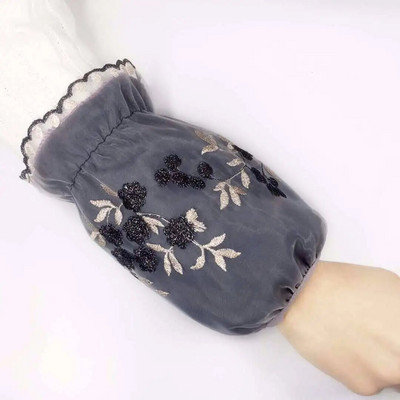 Ръкави с дантелена бродерия Двуслойни ръкави против замърсяване Дамски флорални модни инструменти за почистване на готвене Къси ръкави