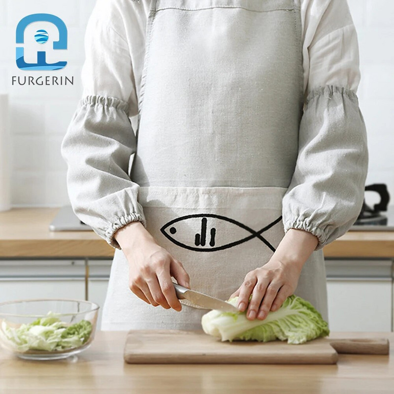 FURGERIN горен ръкав Маслоустойчив зимен кухненски горен ръкав памук и лен Аксесоари за почистване на дома