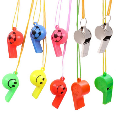 5/10pcs Whistles with Rope Stainless Steel/Plastic Cartoon Cute Party Supplies Atmosphere Tool Noise Manufacturing Products TMZ