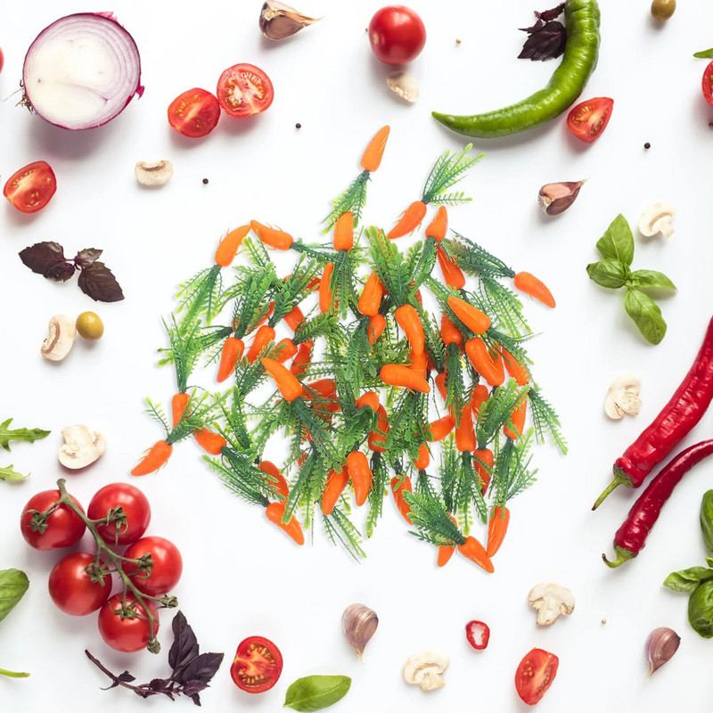 60 τεμ. Τεχνητά στηρίγματα καρότου Προσομοίωση Διακοσμητικά καρότου Ψεύτικα διακοσμητικά λαχανικά Διακόσμηση ψησίματος κέικ