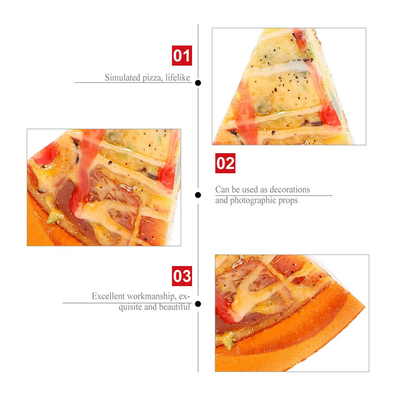 2db mesterséges pizza szelet modell dísz szimulált pizza szelet dekor PU műanyag pizza szimuláció ételfotózás kellékek