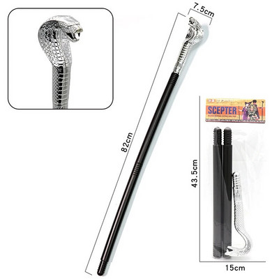 Jucărie cu cap de șarpe de petrecere Craniu cu poftă Baghete magice ale regelui faraonului Noutate pentru copii, sceptru de cosplay în trei secțiuni, accesorii pentru costume baston