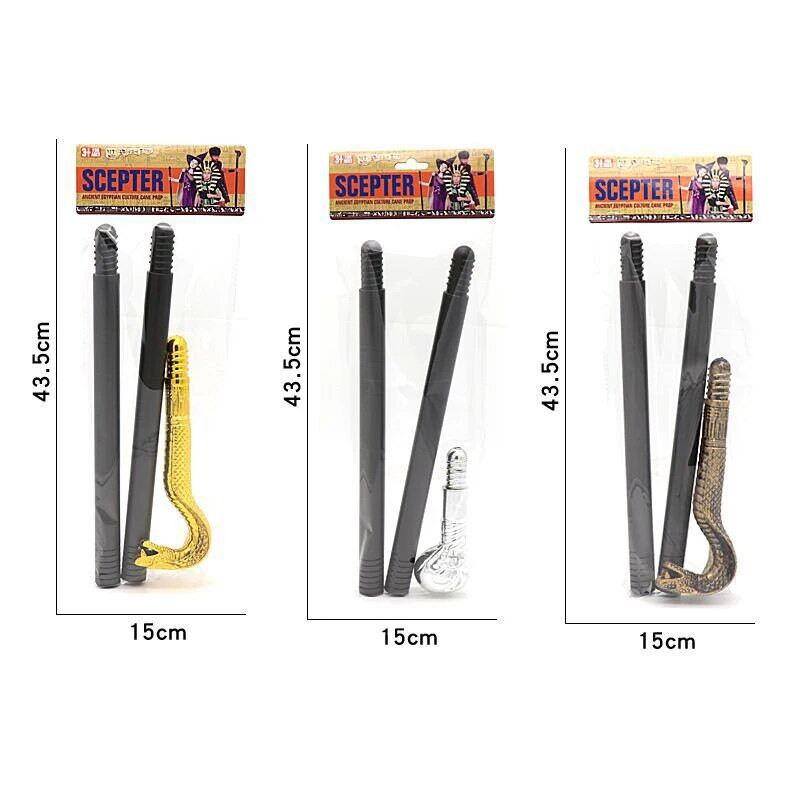 Jucărie cu cap de șarpe de petrecere Craniu cu poftă Baghete magice ale regelui faraonului Noutate pentru copii, sceptru de cosplay în trei secțiuni, accesorii pentru costume baston