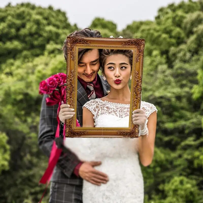 Винтидж Европейска хартиена рамка за снимки Кабина Подпори за сватба Рожден ден Семейно събиране Парти Photobooth Консумативи за декорация на събития