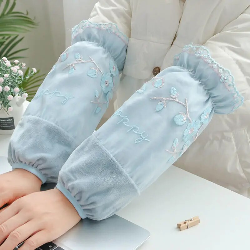 2024. Kreativne ženske zimske navlake s čipkom i vezom na rukavima protiv prljavštine za posao Ured navlake na rukavima na rukavima navlake za manžete LF445