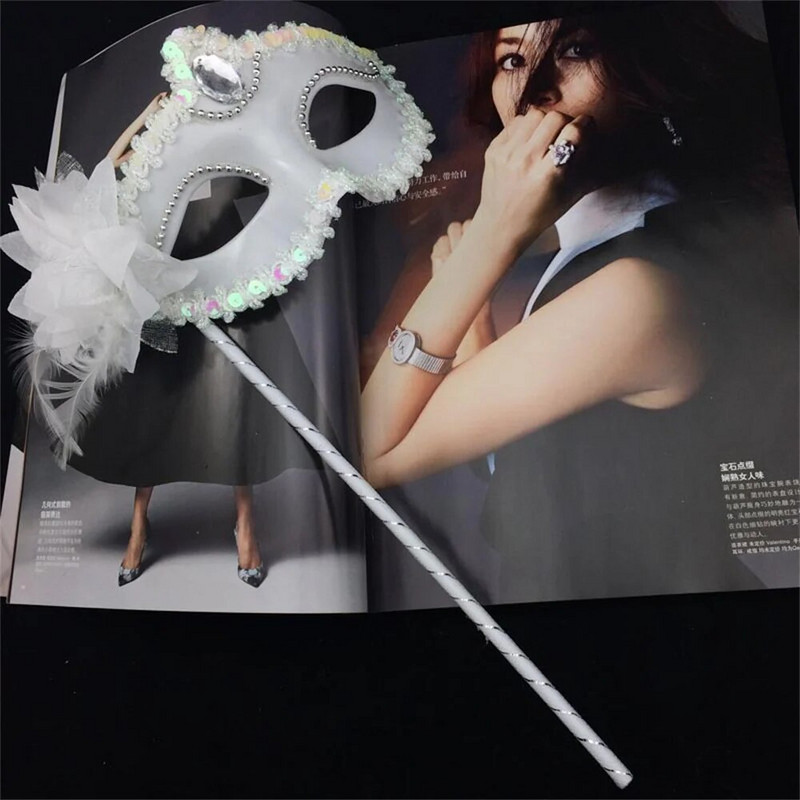 Helovino vakarėlio moterų kaukė su laikančia lazdele Vakarinė išleistuvių kaukė Scenos Cosplay rekvizitai Moteriška Venecijos pusės veido danga