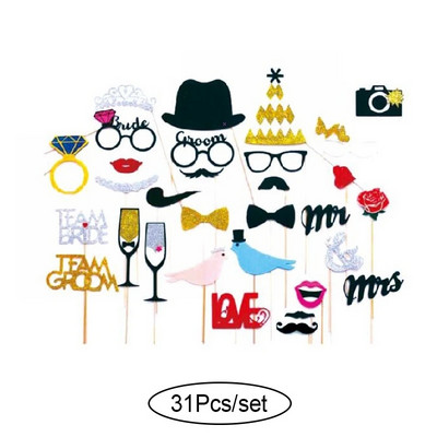 10-60 komada DIY Photo Booth Rekvizite Smiješne maske Naočale Brkovi Usne na štapiću Rođendanska mladenka Dekoracija vjenčanja Dodaci za zabavu
