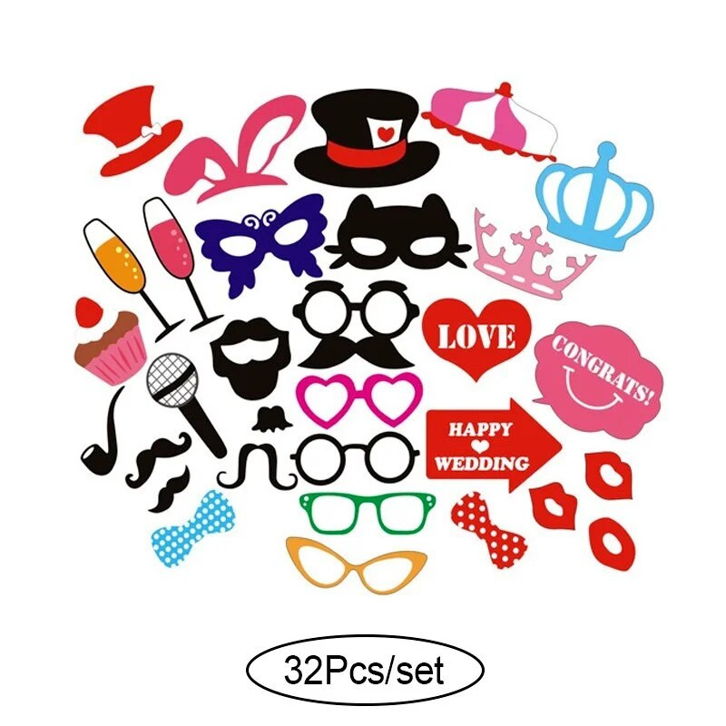 10-60 komada DIY Photo Booth Rekvizite Smiješne maske Naočale Brkovi Usne na štapiću Rođendanska mladenka Dekoracija vjenčanja Dodaci za zabavu