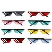 1vnt Madingi mozaikiniai akiniai nuo saulės Juokingi pikselių mozaikiniai akiniai nuo saulės Gimtadienio vakarėlis Cosplay Gamer Robot Akiniai Helovino nuotraukų rekvizitai