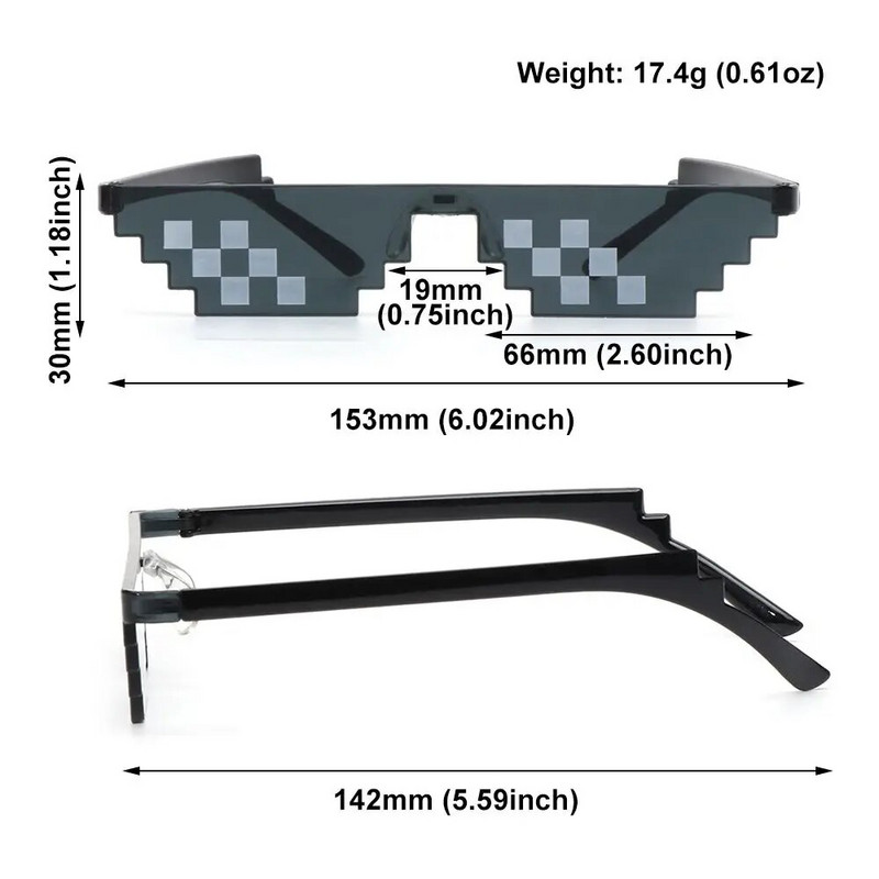 1vnt Madingi mozaikiniai akiniai nuo saulės Juokingi pikselių mozaikiniai akiniai nuo saulės Gimtadienio vakarėlis Cosplay Gamer Robot Akiniai Helovino nuotraukų rekvizitai