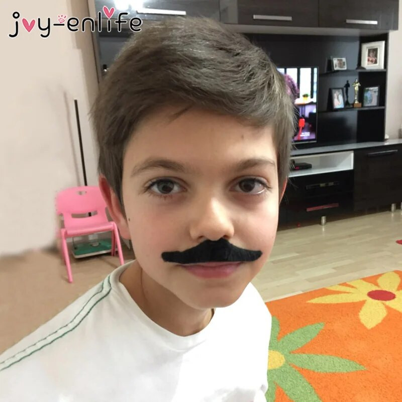 JOY-ENLIFE Smieklīgs viltotu ūsu pirātu ballīte Halovīni Cosplay ūsas viltus bārdas ūsas bērniem pieaugušajiem, melnas fotokabīnes rekvizīti