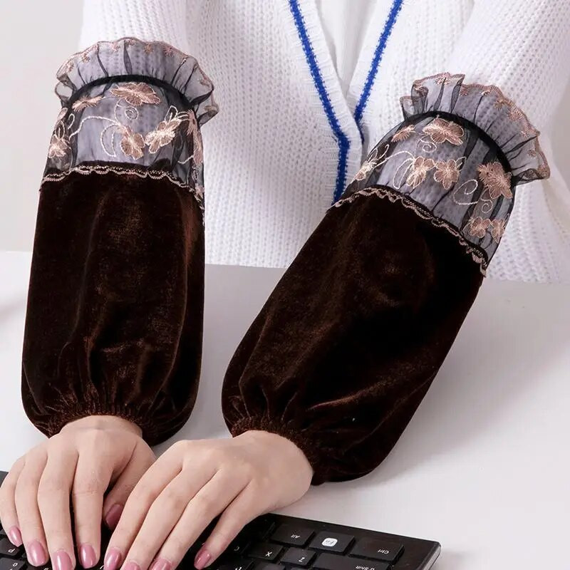 Ръкави против обрастване Есен Зима Дълги Нови Работни Инструменти за почистване на домакинството за възрастни Бродерия Дантела Проста, красива