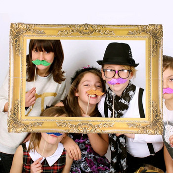 Κορνίζα φωτογραφιών Selfie Picture Booth Party Επέτειος γάμου Γενέθλια στηρίγματα Προμήθειες Χρυσό Νέο Φουσκωτό Up Blow Prop