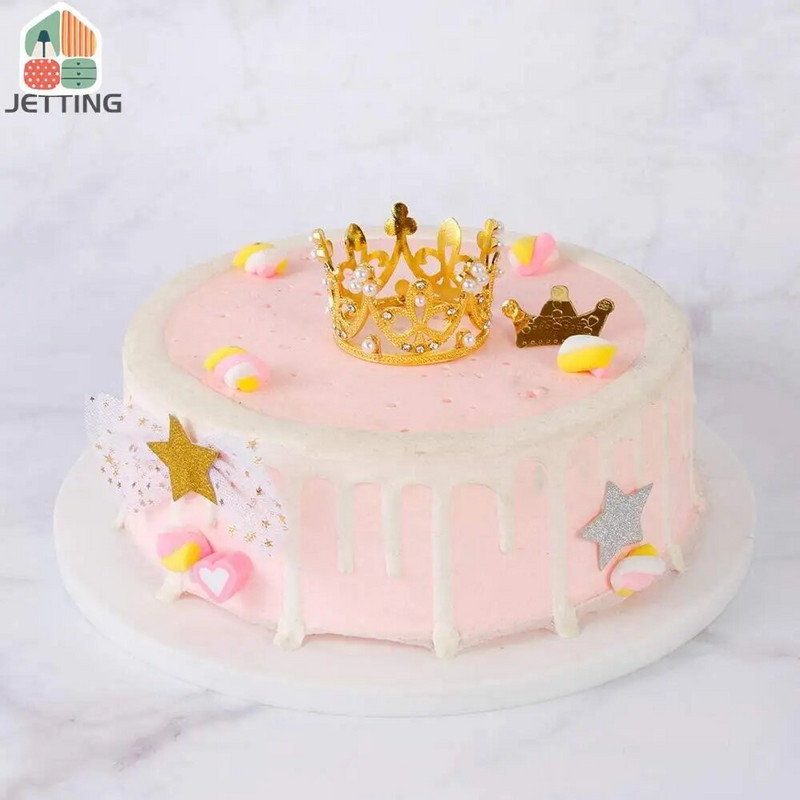 Mini karūnos tiara torto viršelis Romantiškas perlų girlianda Happy Birthday Baby Shower Vestuvių vakarėlis Torto dekoravimas Vaikų plaukų papuošalas