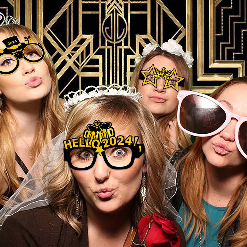 8 бр. 2024 Новогодишно парти Странни реквизити за снимки Хартиени очила Новогодишен ден Декорация на новогодишни парти очила