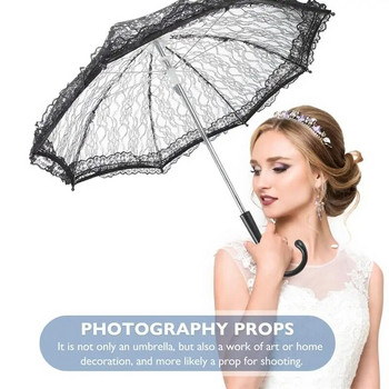 Винтидж черен цвят дантелен чадър чадър за дама жени сватбено тържество фотографски декор реквизит дантелен чадър украса