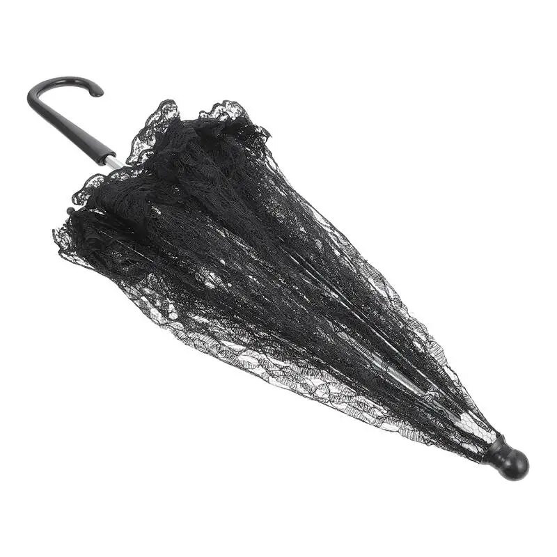 Vintage fekete színű csipke esernyő napernyő hölgyeknek esküvői party fotózás dekoráció kellék csipke esernyő dekoráció