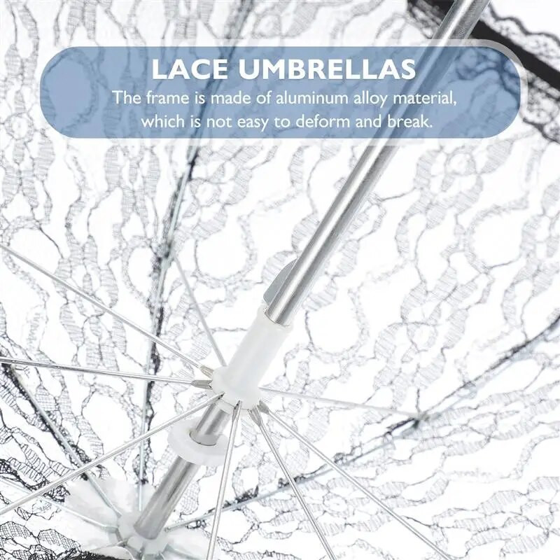 Vintage fekete színű csipke esernyő napernyő hölgyeknek esküvői party fotózás dekoráció kellék csipke esernyő dekoráció