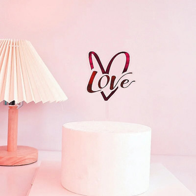 Ins LOVE Akrilni sretan rođendanski vrh za tortu Pink Gold Poklon za Valentinovo Party kolačići za vjenčanje Dekoracija deserta