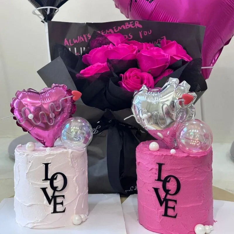 Ins LOVE Akrilni sretan rođendanski vrh za tortu Pink Gold Poklon za Valentinovo Party kolačići za vjenčanje Dekoracija deserta