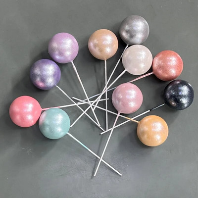 5PCS Nacreous Pigments Cake Ball Toppers Pearlescent White Blue Pink Purple for Cake Bohemian Groovy Wedding Party Supplies