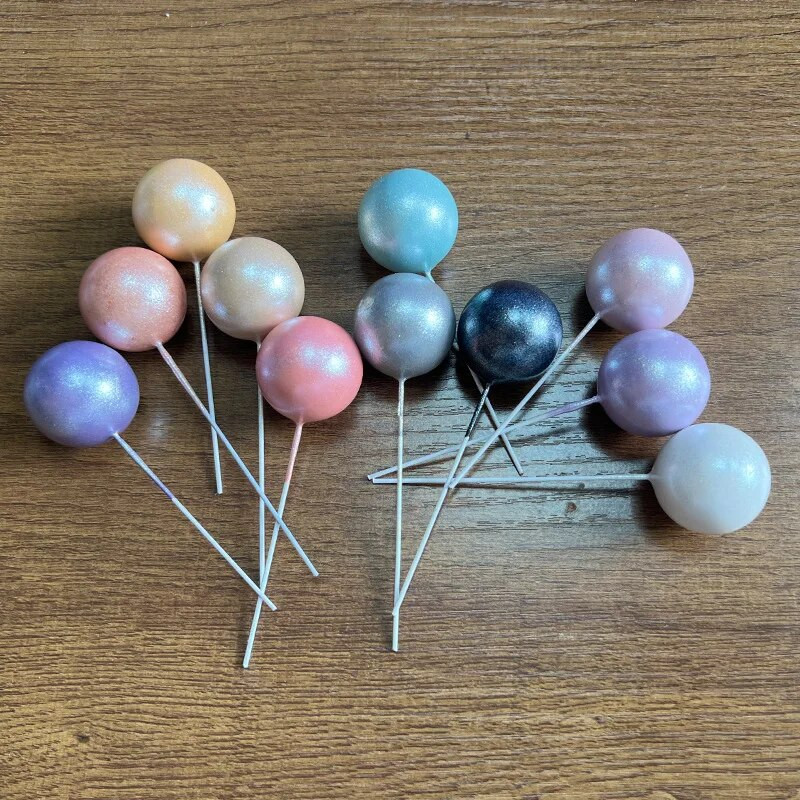 5 TK Nacreous Pigments Cake Ball Toppers Pearlescent Valge Sinine Roosa Lilla kooki Bohemian Groovy Pulmapeo tarvikud