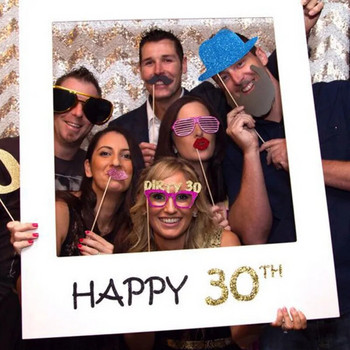 30 40 50 60 χρονών Photo Booth Props Διακόσμηση γενεθλίων ενηλίκων Γυναικεία 30η επέτειος Happy Birthday PhotoBooth Props Πλαίσιο