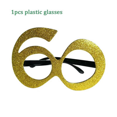 1db Arany 30 40 50 60 éves műanyag szemüvegkeret felnőtt boldog születésnapi évfordulós bulibál dekorációs kellékek