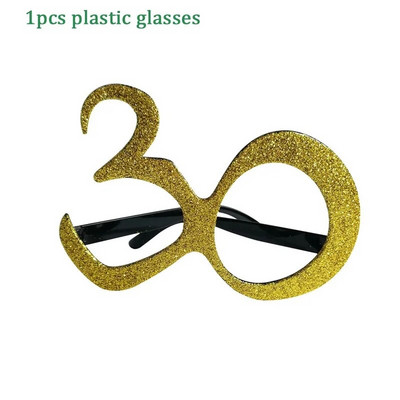 1db Arany 30 40 50 60 éves műanyag szemüvegkeret felnőtt boldog születésnapi évfordulós bulibál dekorációs kellékek