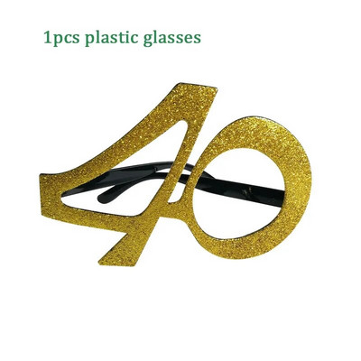 1db Arany 30 40 50 60 éves műanyag szemüvegkeret felnőtt boldog születésnapi évfordulós bulibál dekorációs kellékek