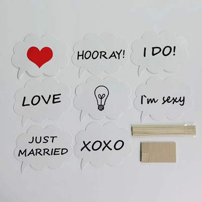 8/10 vnt. „Pasidaryk pats“ juodų kortelių lazdelių kreidos klijų rinkinys Foto būdelės rekvizitai „Pasidaryk pats“ fotografijos rekvizitai, vestuvių dekoravimo vakarėlio fotokabina