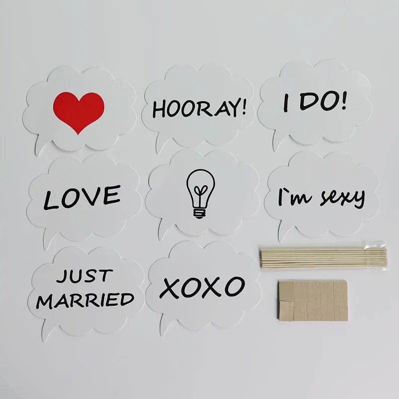 8/10 vnt. „Pasidaryk pats“ juodų kortelių lazdelių kreidos klijų rinkinys Foto būdelės rekvizitai „Pasidaryk pats“ fotografijos rekvizitai, vestuvių dekoravimo vakarėlio fotokabina