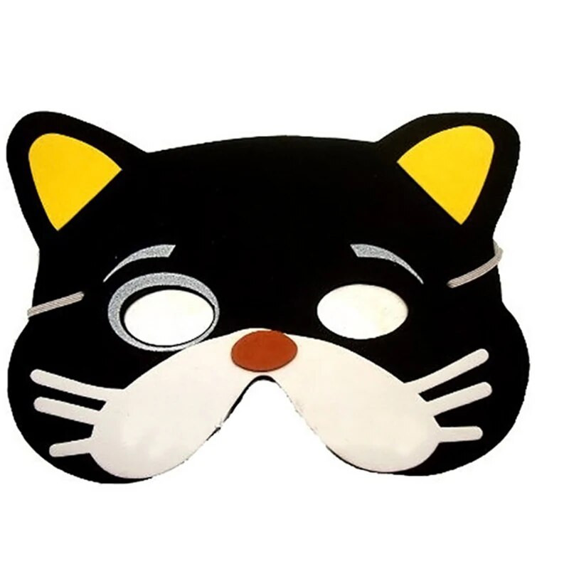 Új, 12 db-os maszk születésnapi parti kellékek EVA hab állati maszkok rajzfilm gyerekek parti öltöztető jelmez dzsungel party dekoráció