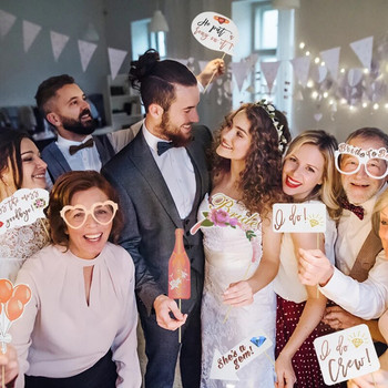 Διακόσμηση γάμου Photo Booth Props Team Bride To Be Funny Lip Paper Glasses Photo Frame Prop For Bachelorette Hen Party Supply