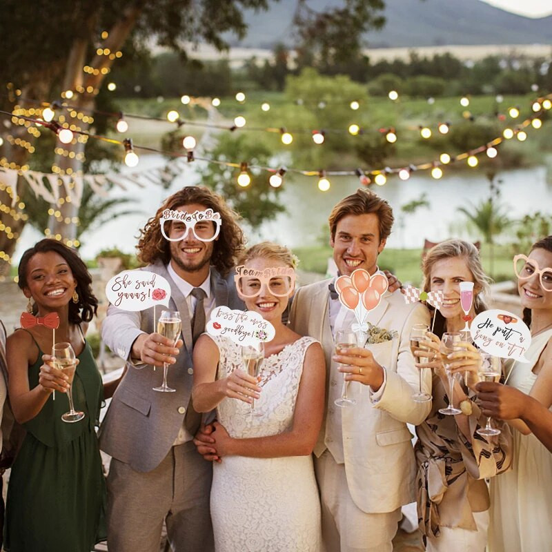 Сватбена декорация Photo Booth Props Team Bride To Be Funny Lip Paper Glasses Photo Frame Prop For Bachelorette Hen Party Supply