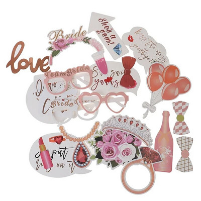 23 DB/szett Leánybúcsú Photo Booth Props Bride To Be Selfie Kellékek Rose Gold Esküvői Menyasszonyi Zuhany Tyúk Éjszakai Party Játék kiegészítők