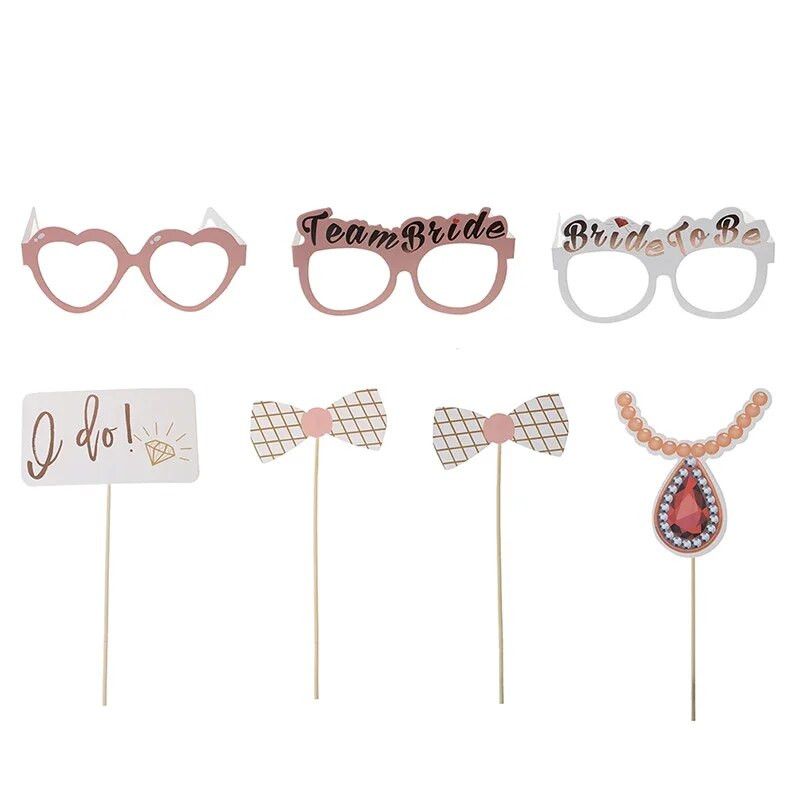 23 DB/szett Leánybúcsú Photo Booth Props Bride To Be Selfie Kellékek Rose Gold Esküvői Menyasszonyi Zuhany Tyúk Éjszakai Party Játék kiegészítők