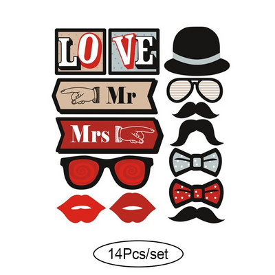 „Pasidaryk pats“ nuotraukų būdelės rekvizitai Linksmi vestuvių papuošimai Fotobūdelės rekvizitai Kūdikių nuotakų dušas „MrMrsJust Married“ vestuvių renginių vakarėlio reikmenys