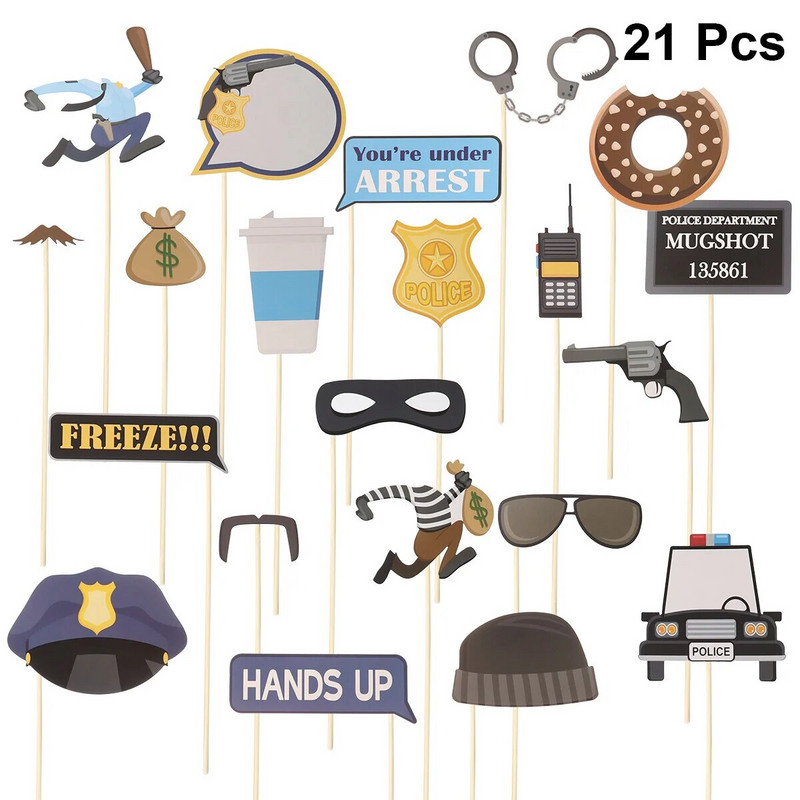 Реквизит за снимки Police Party Booth Halloween Decors Birthday Halloween Prop Decor Thief Graduation Supplies Decoration Stick Role