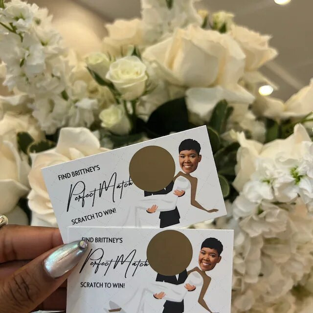 Találd meg a vőlegény esküvői játékok Kinek a vőlegénye kaparja le a kártyát Vicces, híresség menyasszonyi zuhany-ötlet Leánybúcsú