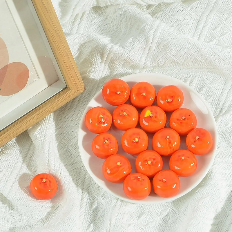 20/60 бр. Малки плодове Изкуствен пластмасов модел на цвете Оранжева тичинка Перлисти Сватбена симулация Стъклен нар Декорация
