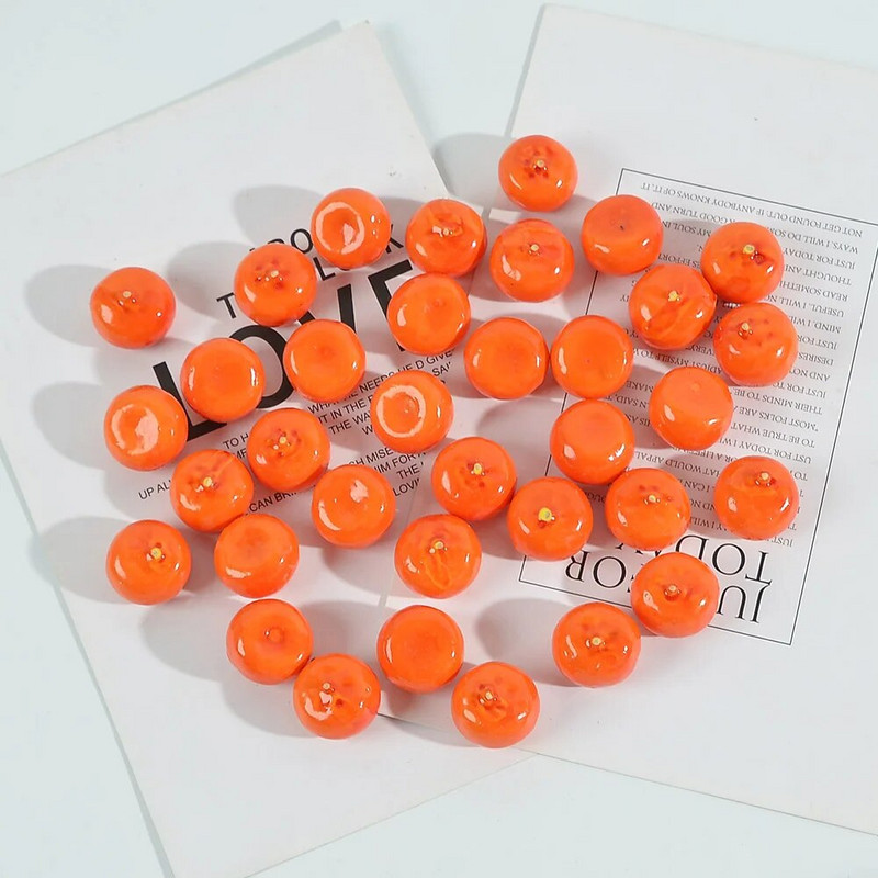 20/60 бр. Малки плодове Изкуствен пластмасов модел на цвете Оранжева тичинка Перлисти Сватбена симулация Стъклен нар Декорация