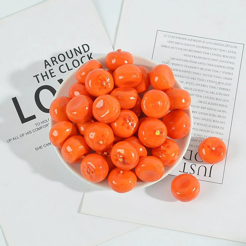 20/60 бр. Малки плодове Изкуствен пластмасов модел на цвете Оранжева тичинка Перлисти Сватбена симулация Стъклен нар Декорация