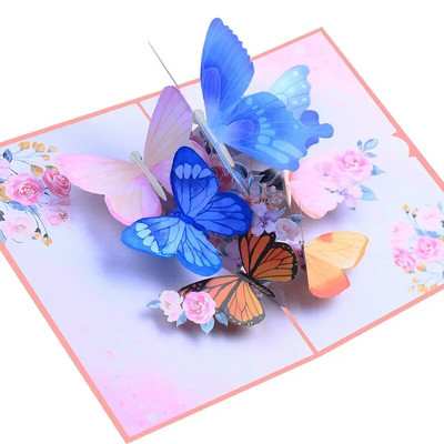 3D hüpikakna liblikakaart Sünnipäeva õnnitluskaart Pulma suveniirid Kingituspostkaart Liblikates tantsiv tänukaart