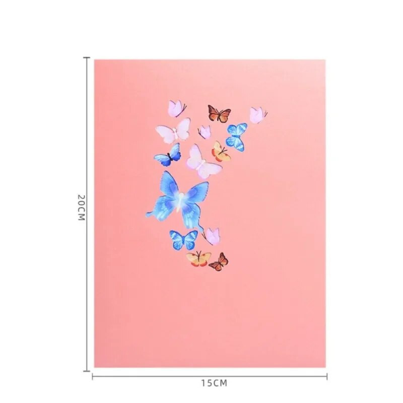 3D felugró pillangós kártya születésnapi üdvözlőlap Esküvői ajándéktárgyak Ajándék képeslap Virágokban táncoló pillangó köszönőkártya