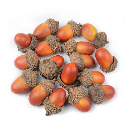60 de bucăți 3 cm mini ghinde artificiale, elemente de recuzită pentru fructe false, model de plante de stejar, nuci, pentru decorarea mesei de bucătărie de acasă