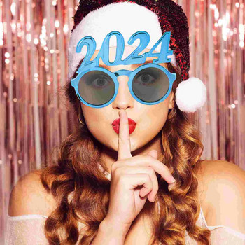 2024 Очила Парти Очила Реквизит Новогодишни декори Пластмасов знак с номера Цветен